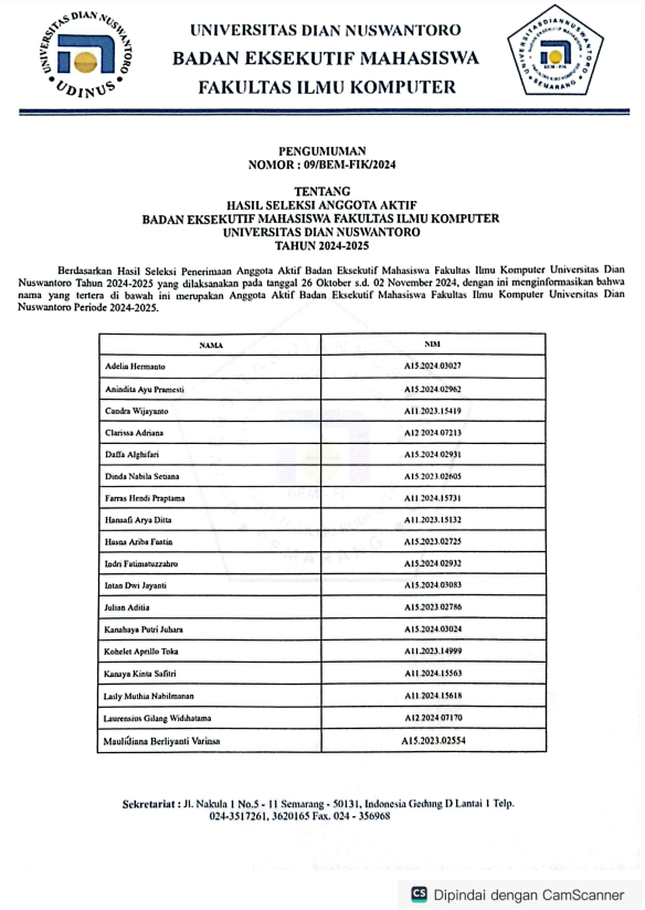 Surat Penerimaan Anggota Aktif